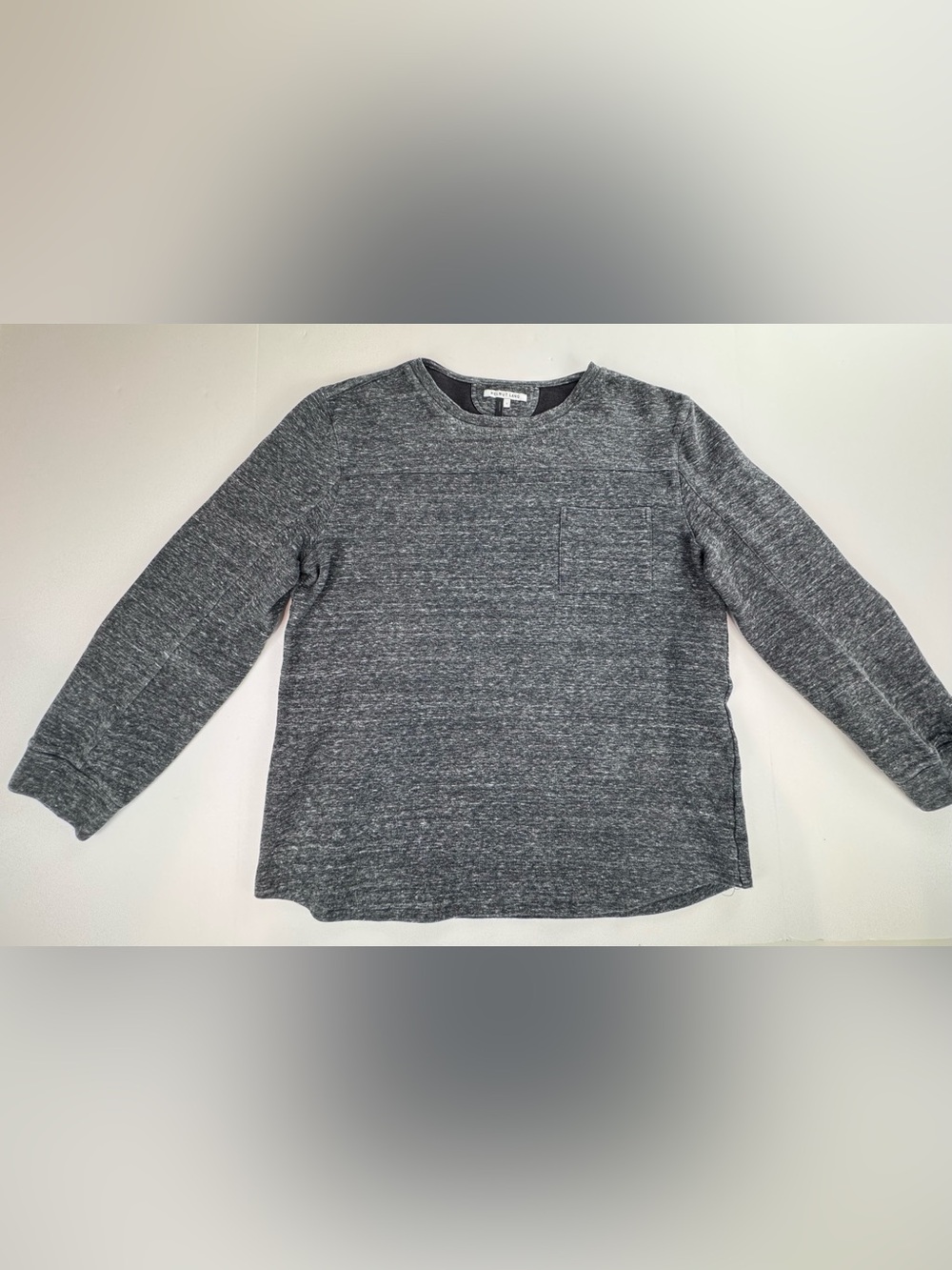 Helmut Lang Men's Charcoal Heather Long Sleeve Crew with Chest Pocket